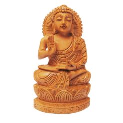 Hand carved wood buddha statue