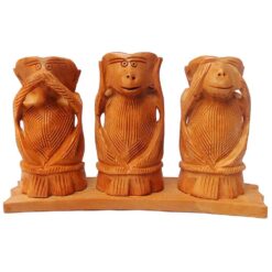 Wood Carved Gandhi Monkey Set