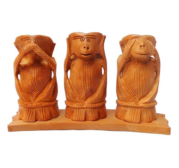 Wood Carved Gandhi Monkey Set