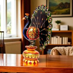 Wooden Peacock Figurines | Love Birds Peacock Statue