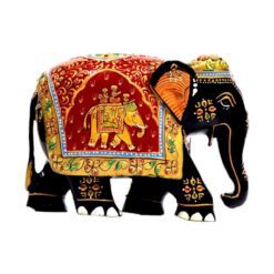 wooden elephant statue hand carved and hand painted