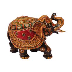 wood trunk up meenakari work elephant