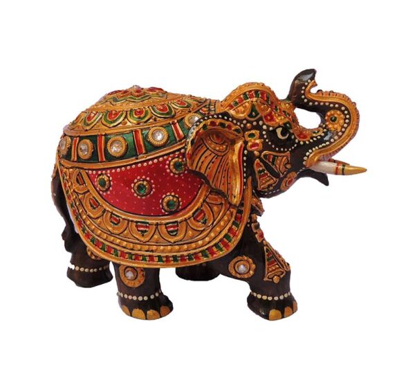 wood trunk up meenakari work elephant