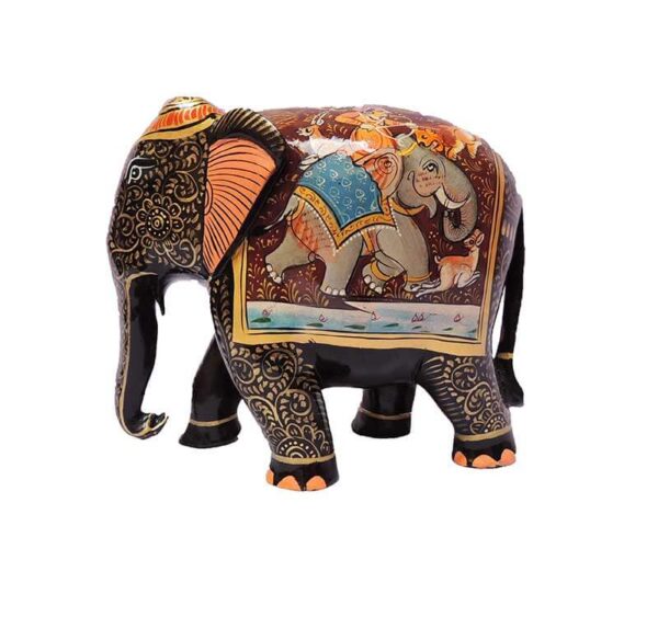 wooden shikhar painted wood elephant