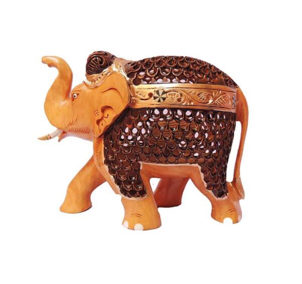 wood jalee elephant antique finish