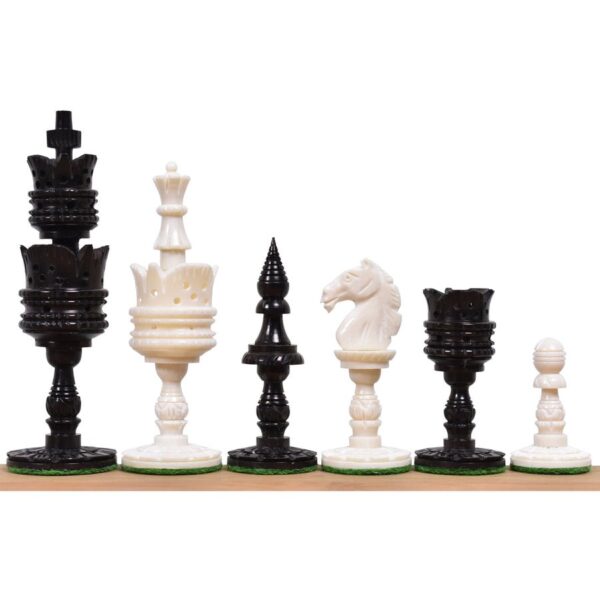 Bone chess set pieces in black and white color