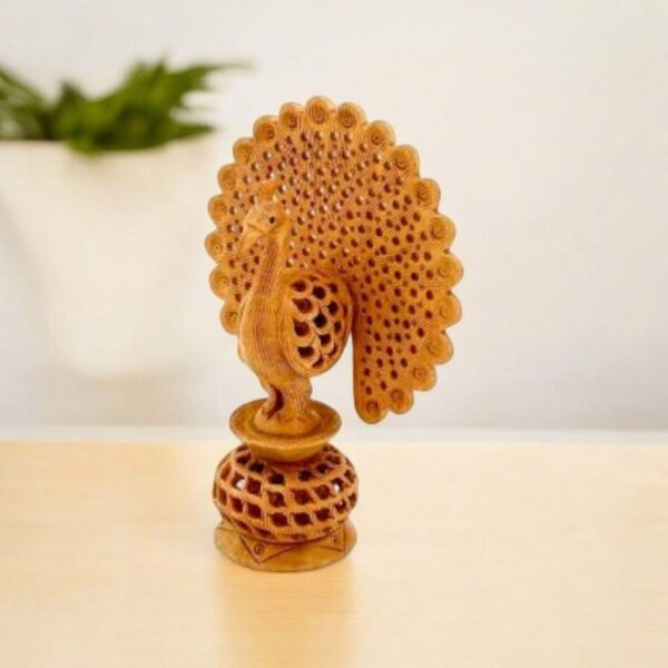 wood dancing peacock hand carved in wood