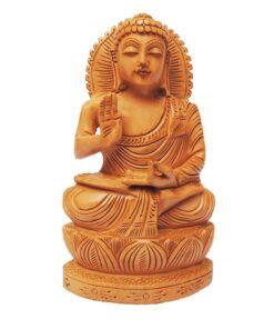 Hand carved wood buddha statue