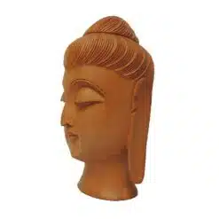 wooden buddha head statue