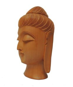 wooden buddha head statue