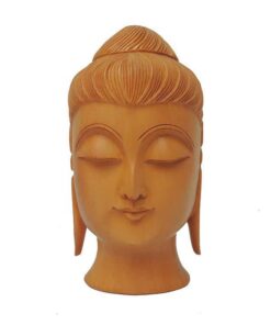 wooden buddha head statue