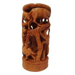 indian wood carved round hunting shikar