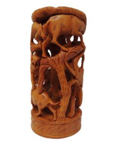 indian wood carved round hunting shikar