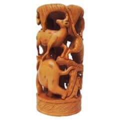 indian wood carved round hunting shikar