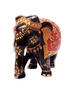 wooden hand painted elephant