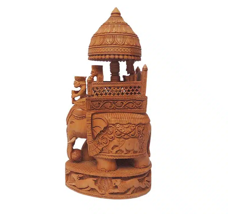 Hand Carved Wooden Indian Royal Maharaja Ambabari Elephant