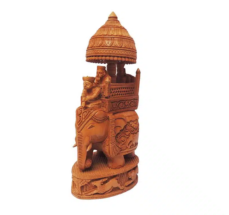 Hand Carved Wooden Indian Royal Maharaja Ambabari Elephant