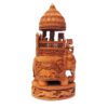 Wood carving of Rajasthan royal elephant with ornate howdah and carved base.
