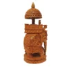 Wooden carved elephant with Ambari canopy and ornate ceremonial details.