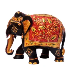 wooden hand painted elephant