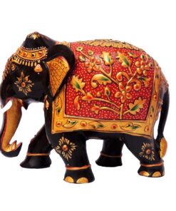 wooden hand painted elephant