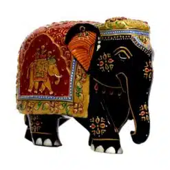 wooden elephant sculpture hand painted trunk down