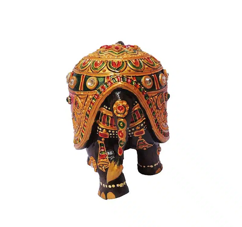 wood trunk up meenakari work elephant