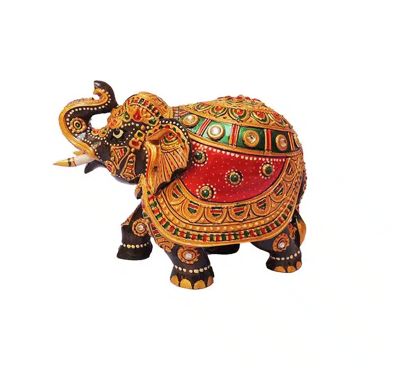 wood trunk up meenakari work elephant