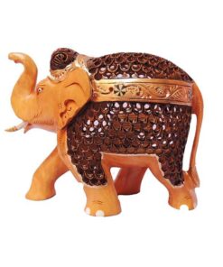 wood jalee elephant antique finish