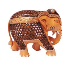wood elephant baby in trunk antique finish