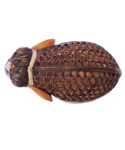 wood elephant baby in trunk antique finish