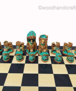Indian chess pieces greeen