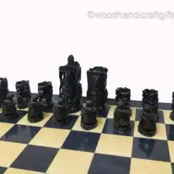 wooden chess set black