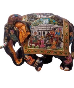 wooden hand painted elephant