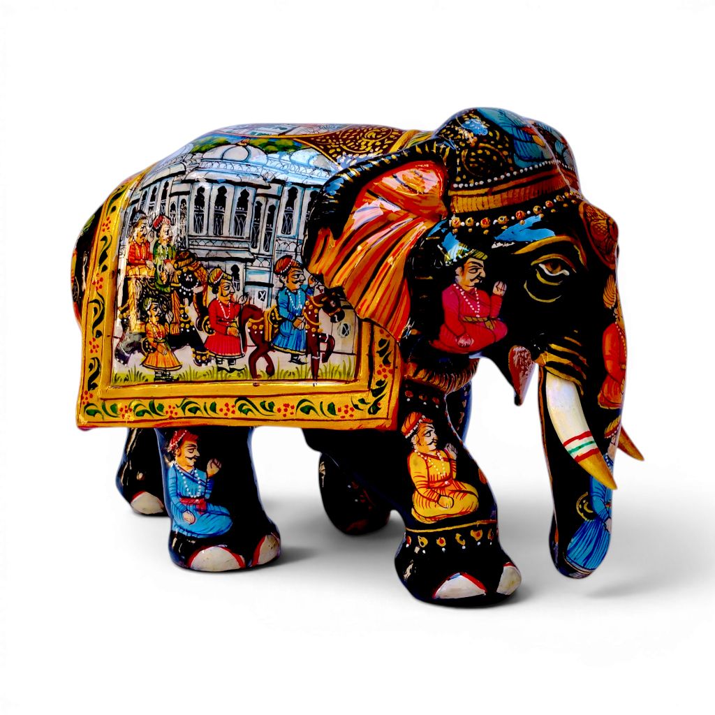 Hand-Painted Wooden Elephant Figurines - Image 2