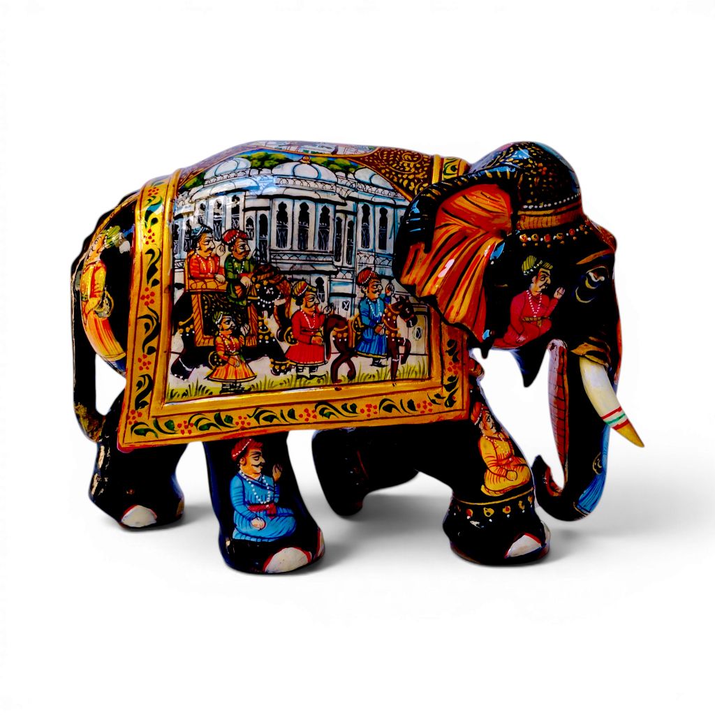 Hand-Painted Wooden Elephant Figurines