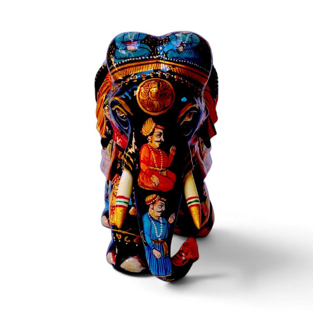 Hand-Painted Wooden Elephant Figurines - Image 3