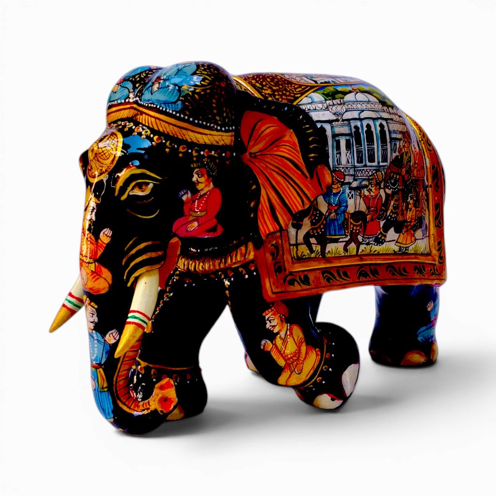 Hand-Painted Wooden Elephant Figurines - Image 4