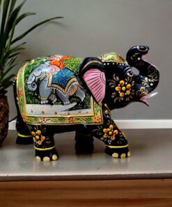 Colorful hand-painted Indian elephant figurine 