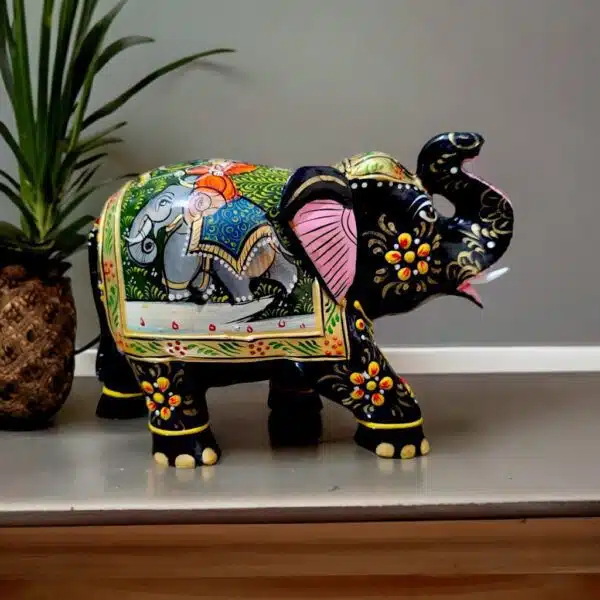 Colorful hand-painted Indian elephant figurine