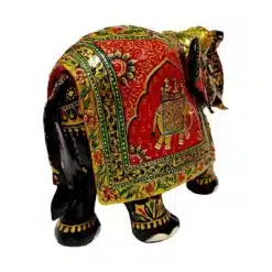 wood elephant back side flower design painted