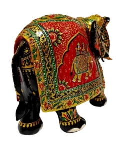 wood elephant back side flower design painted