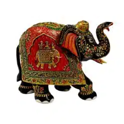 wooden Ambari elephant painted on elephant left side on elephant