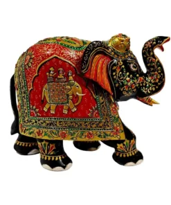 wooden Ambari elephant painted on elephant left side on elephant