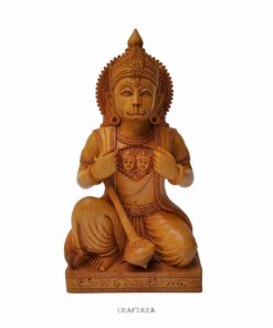Hanuman Wood Carving Murti Handcrafted Hindu Deity