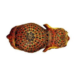 Wooden elephant painted with flower painting on elephant upper side body