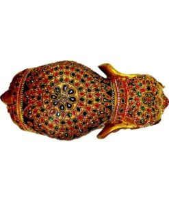 Wooden elephant painted with flower painting on elephant upper side body