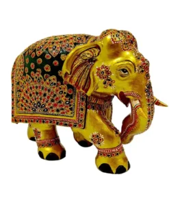 Wooden painted elephant showpieces with decorative painting art