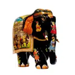 Wooden Painted elephant miniature small men figure painted on elephant trunk