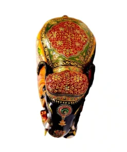 Wooden painted elephant trunk down on top of it decorative painting design painted